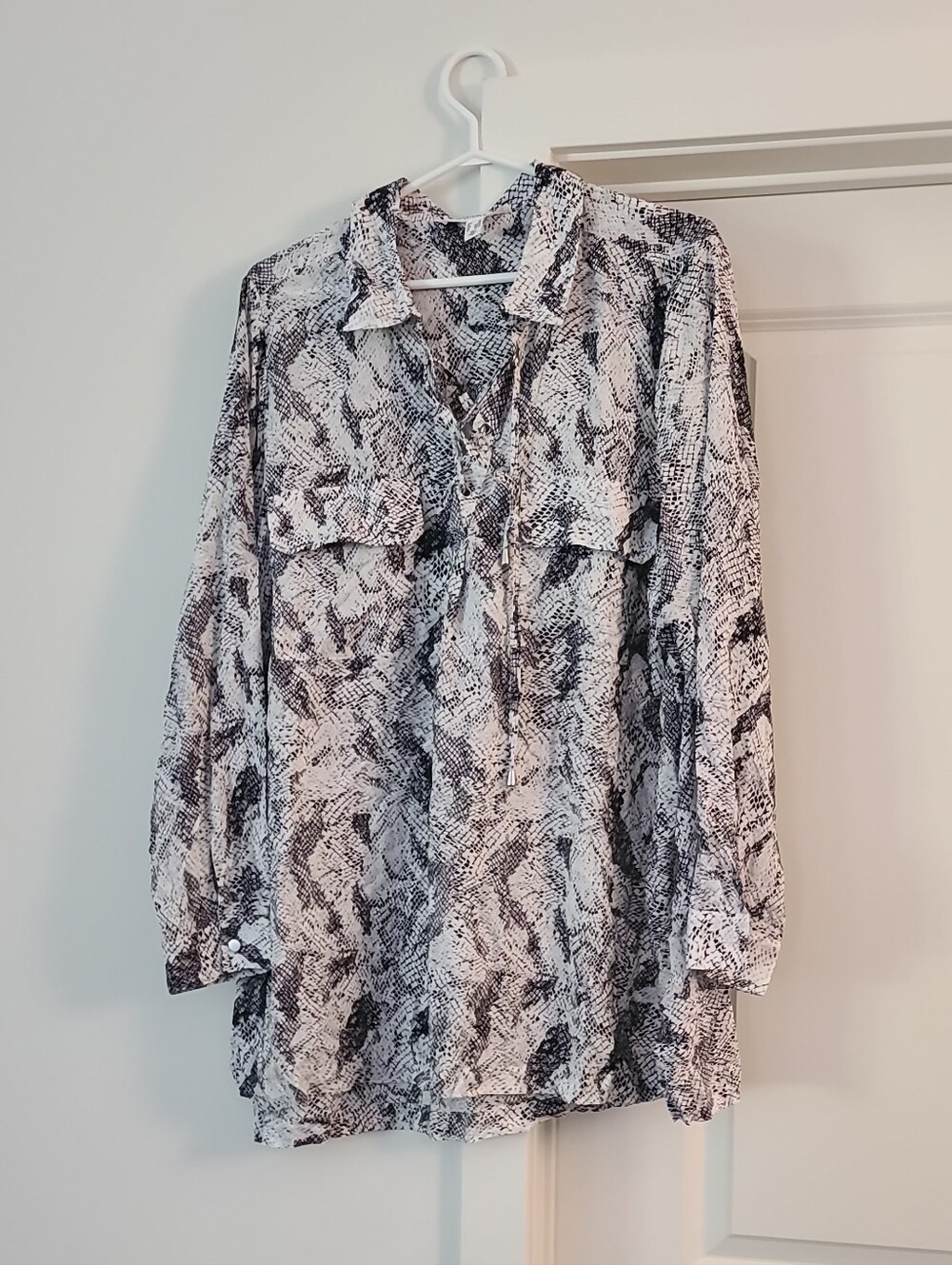 Addition Elle Black & White Printed Tunic Blouse